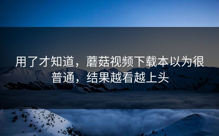 用了才知道，蘑菇视频下载本以为很普通，结果越看越上头